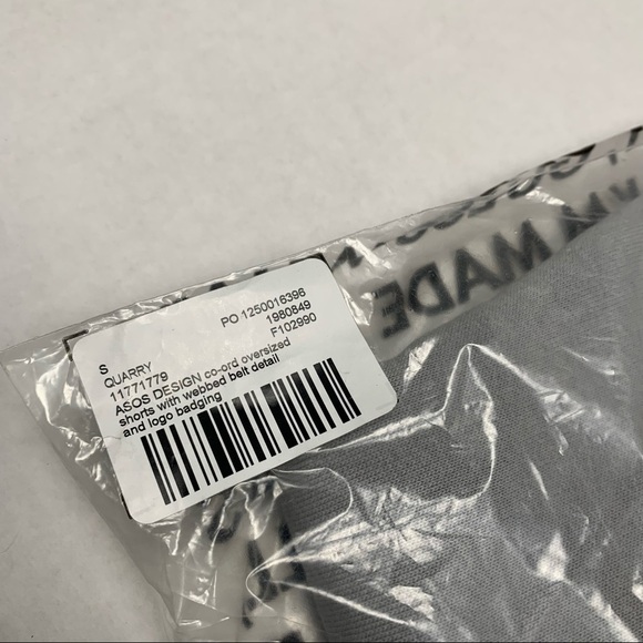 Asos Design Set Oversized Jersey Shorts With Belt Gray Sz S NWT - Picture 5 of 11